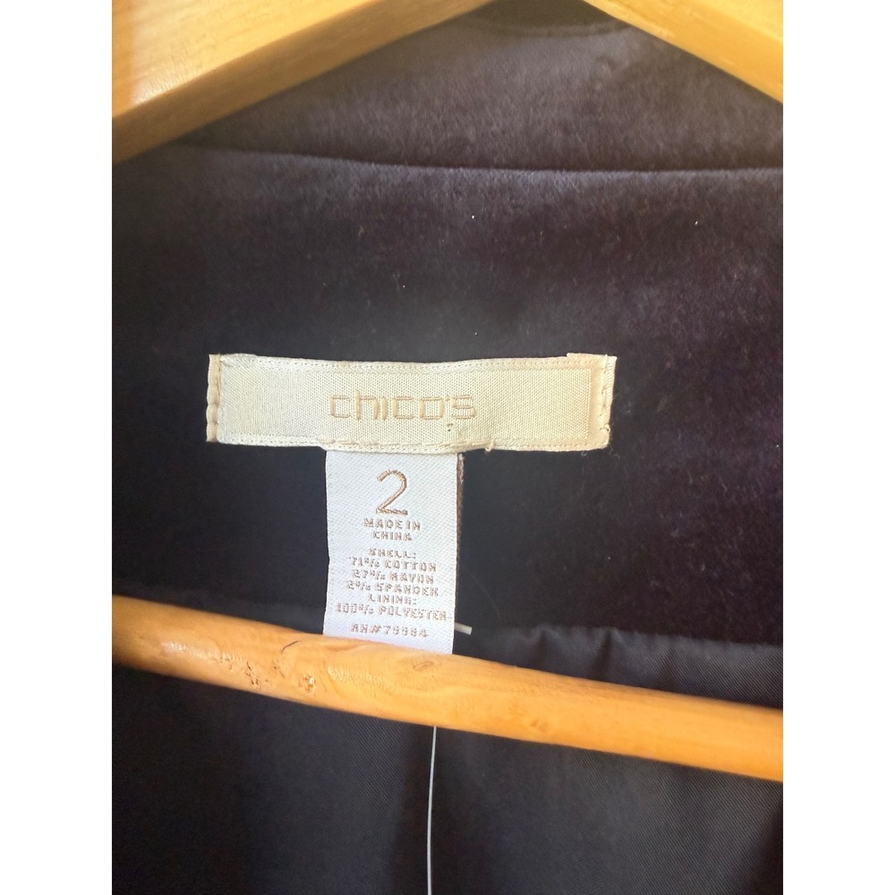 Chicos Size‎ 2 Moto Velvet Jacket Size L NWT Navy Blue Plush Short Velveteen - Picture 6 of 10